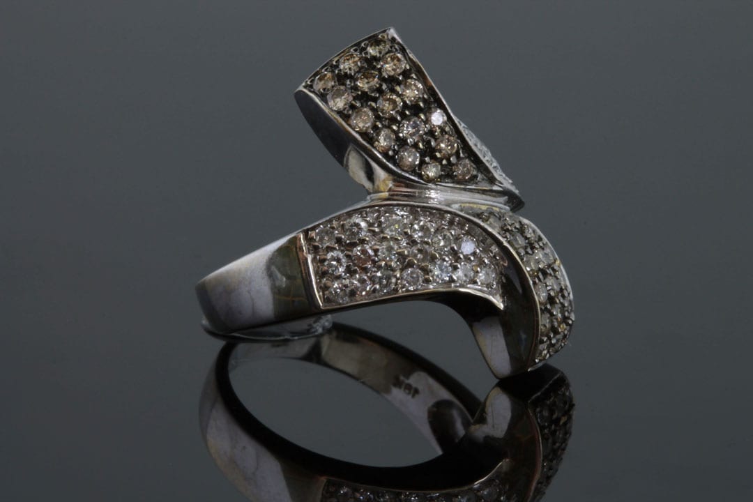 14k White Gold Chocolate & White Diamond Contemporary  