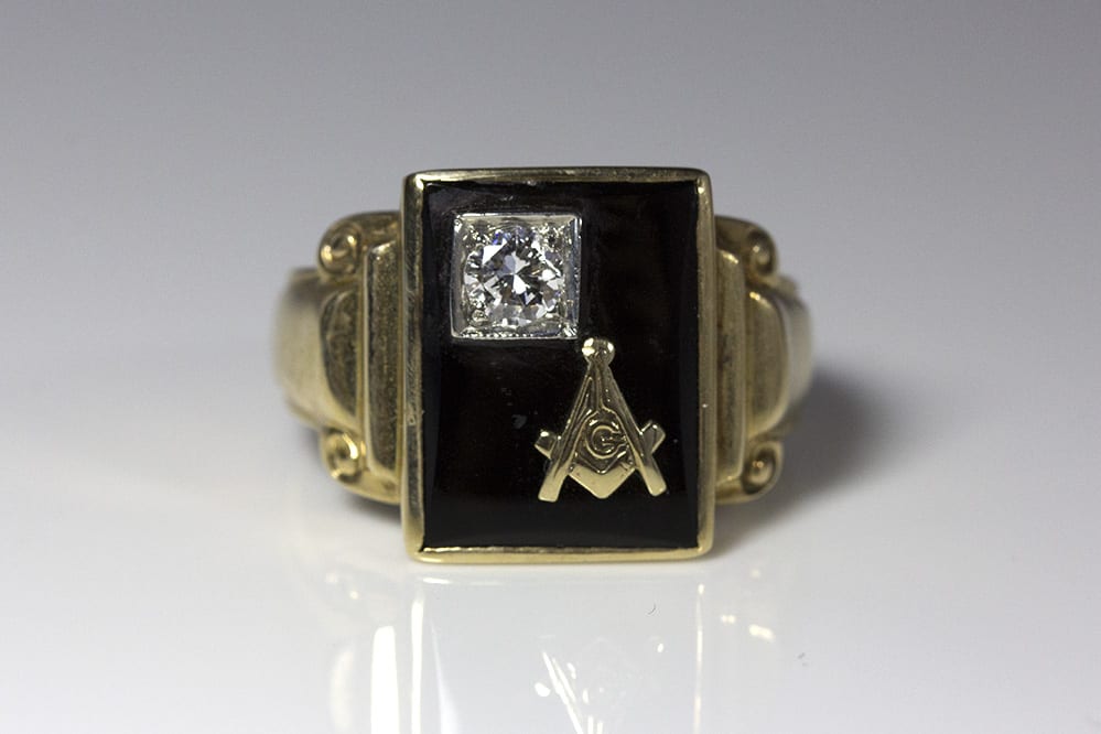 Black freemason ring on sale