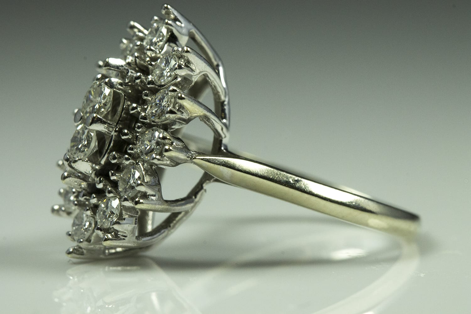 Marquise shaped sales diamond cluster ring