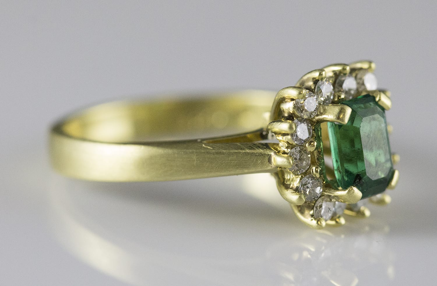 1.62 Emerald 3 stone Deep Green  Emerald CZ VVS1 Promise Bridal Wedding Engagement Classic Designer Ring Solid 14k Yellow Gold
