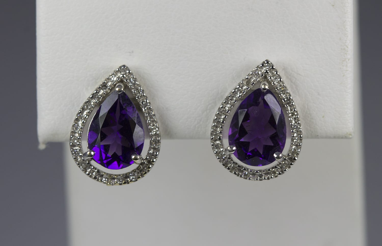 pear shaped amethyst earrings
